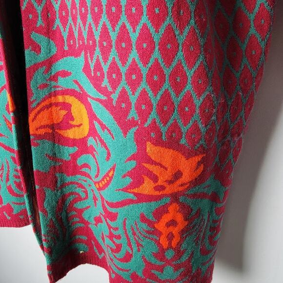 Studio Nouveau Cardigan Coat Open Front Red Green Orange Knit Long Jacket XL - Picture 2 of 10